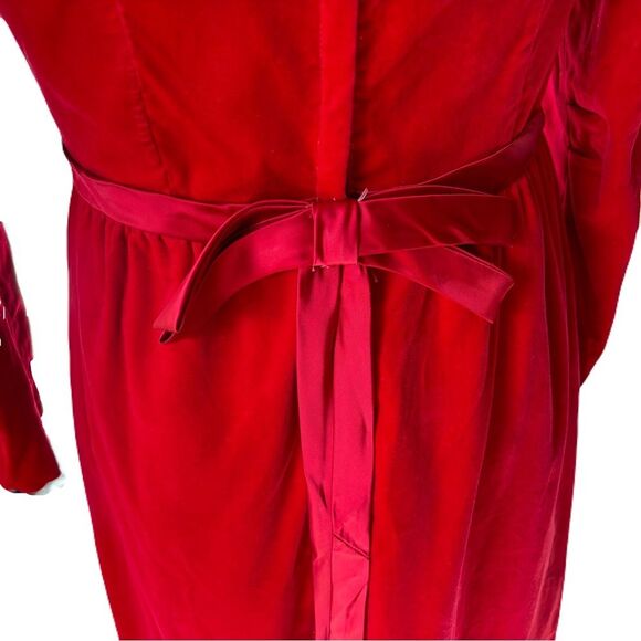 Vintage Handmade Red Dress, Elegant Long Sleeve Gown, Diamond in the Rough - Picture 5 of 8